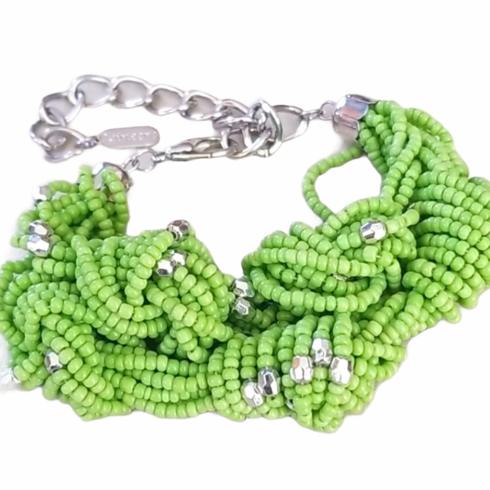 Vincero Lime Green Seed Bead Knotted Bracelet